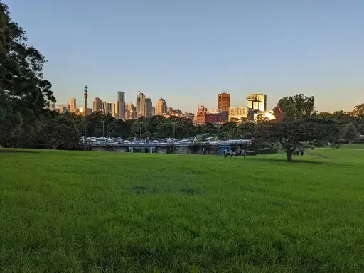 A picture of the Sydney skyline near sunset, as seen from Victoria Park.