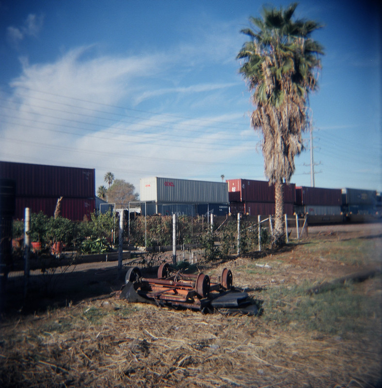 Riverside desert railyard, taken via Holga, 2008