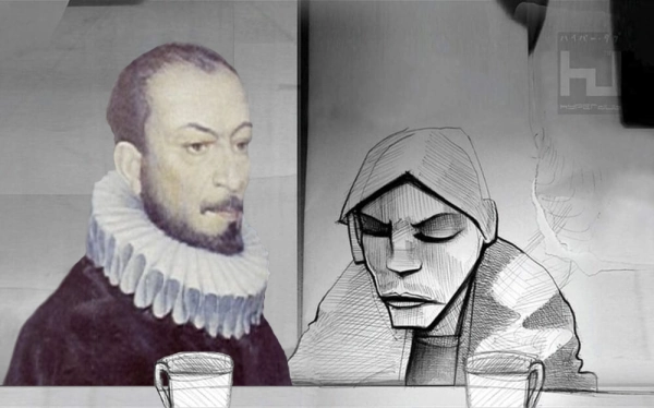 Carlo Gesualdo hanging out with the guy from the album art of Untrue by Burial