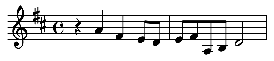 Music notation showing a melody in D major