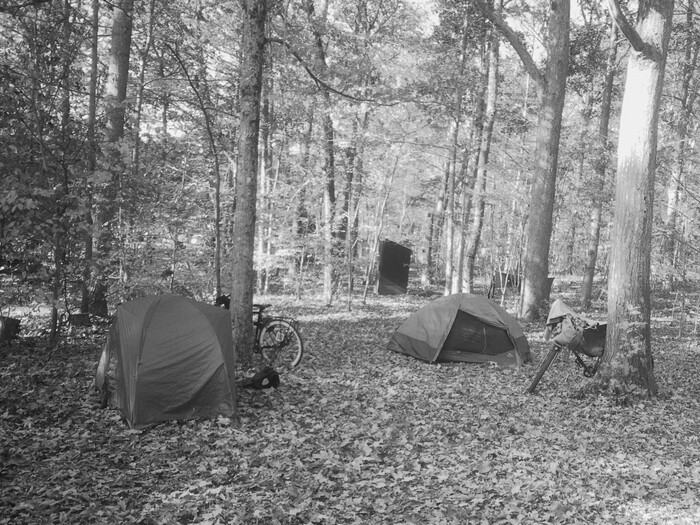 Camp. Can you spot our bikes?