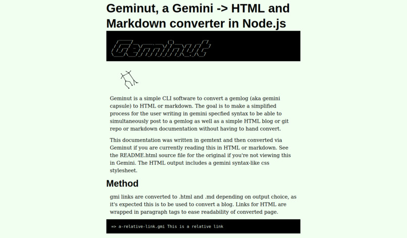 Screenshot of HTML output