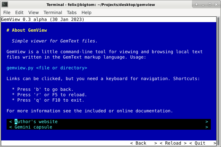 Screenshot of an application showing colorful formatted text in a terminal.